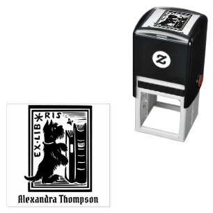 Dog And Butterfly Library Ex Libris Book Name Self-inking Stamp