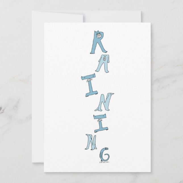 Dog And Cat Birthday Card Raining Cats And Dogs (Front)