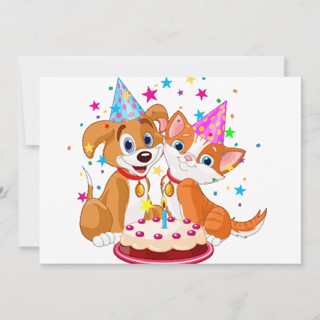 Dog and Cat Birthday Celebration Invitation (Front)