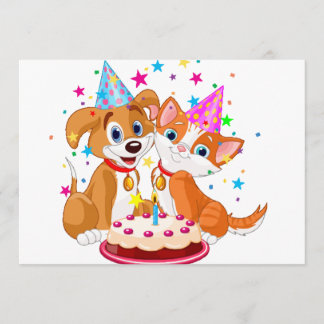 Dog and Cat Birthday Celebration Invitation