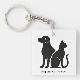 Dog and Cat boho design Key Ring