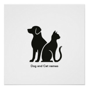 Dog and Cat boho design Poster