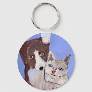 dog and cat by eric ginsburg key ring