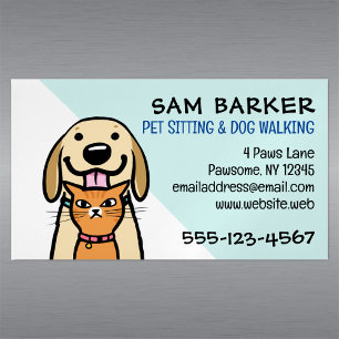 Dog and Cat Cute Pet Sitting Funny Animal Lover's Magnetic Business Card