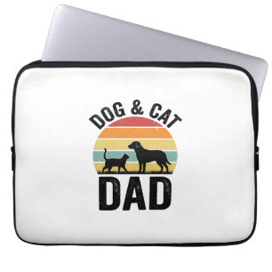 Dog and Cat Dad Vintage Pet Lover Shirt Design_1 Laptop Sleeve