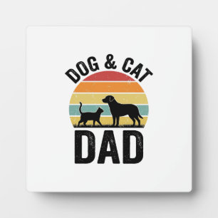 Dog and Cat Dad Vintage Pet Lover Shirt Design_1 Plaque