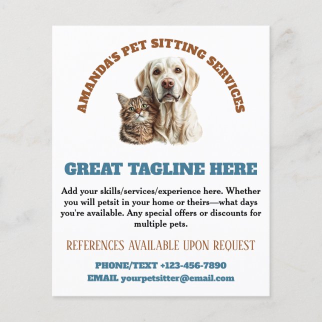 Dog and Cat Dog Walking Service Flyer (Front)