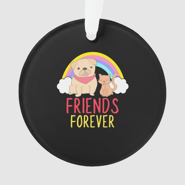 Dog And Cat Friends Forever Ornament (Front)