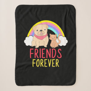 Dog And Cat Friends Forever Sherpa Blanket