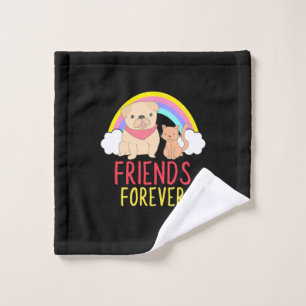 Dog And Cat Friends Forever Wash Cloth