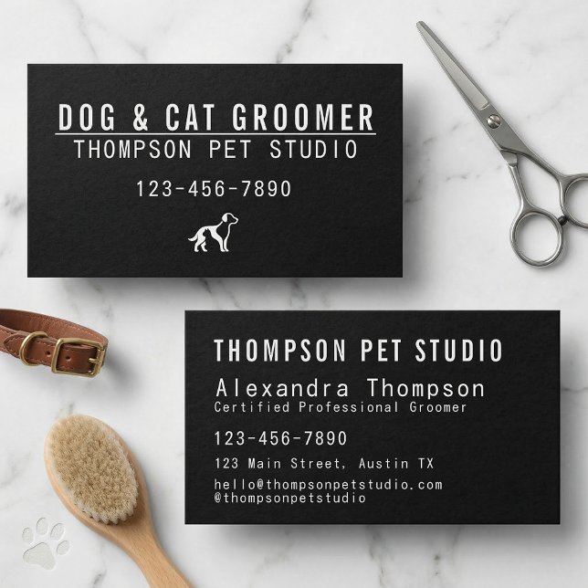 Dog And Cat Groomer Modern Bold Professional Business Card (Creator Uploaded)