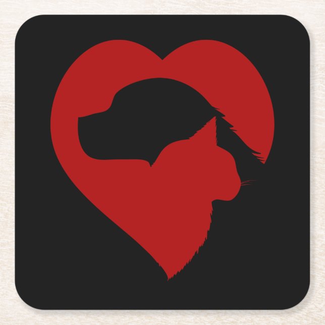 dog and cat heart coasters (Front)