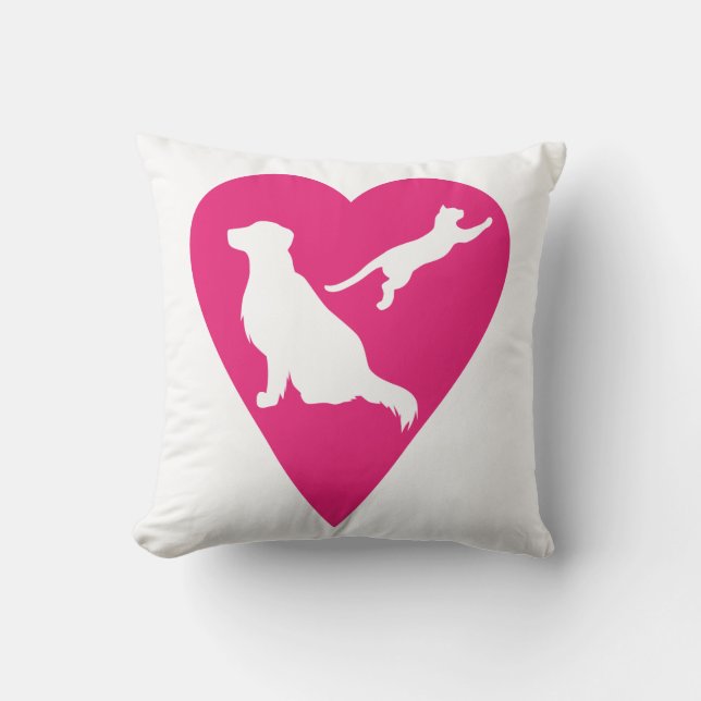 Dog and Cat Heart Cushion (Front)