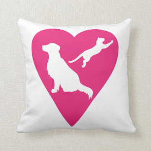 Dog and Cat Heart Cushion
