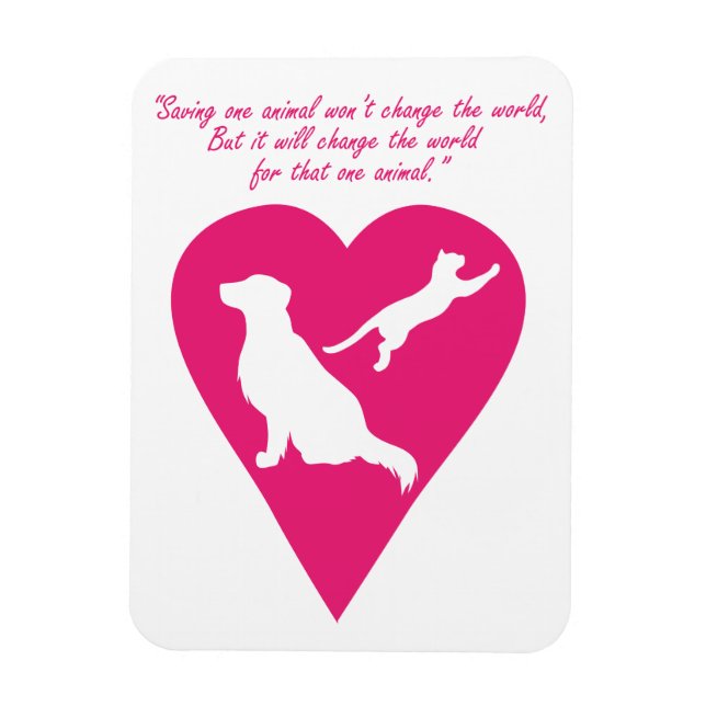 Dog and Cat Heart Magnet (Vertical)