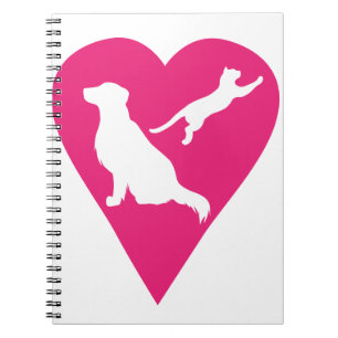 Dog and Cat Heart Spiral Notebook