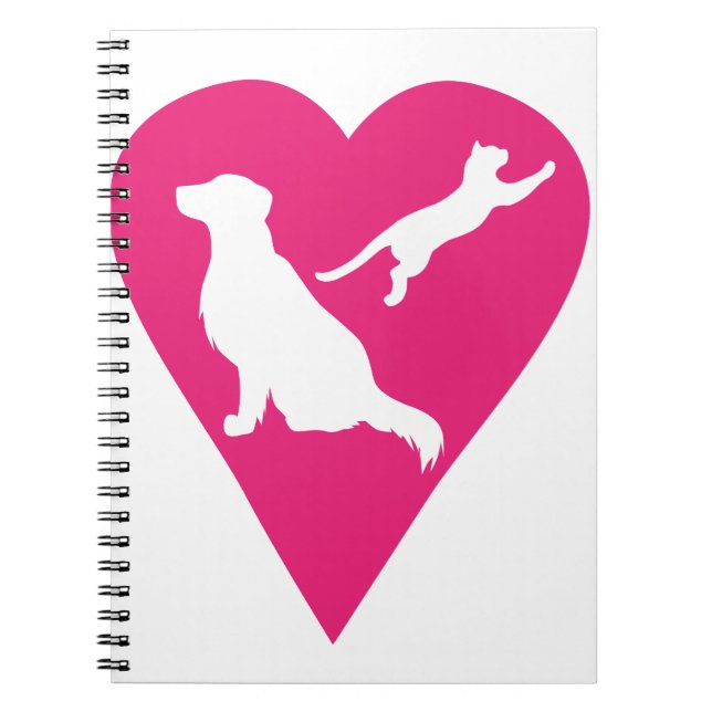 Dog and Cat Heart Spiral Notebook (Front)