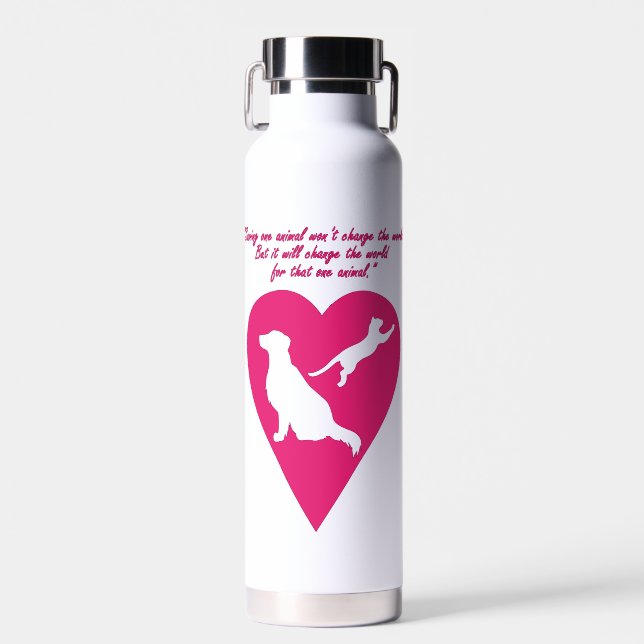 Dog and Cat Heart Water Bottle (Front)