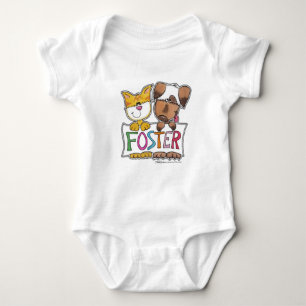Dog and Cat Hold FOSTER Banner Baby Bodysuit