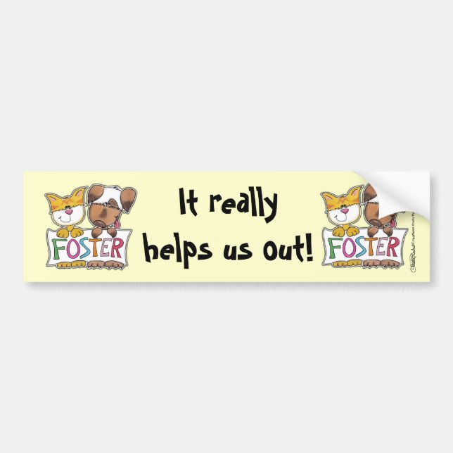Dog and Cat Hold FOSTER Banner Bumper Sticker (Front)