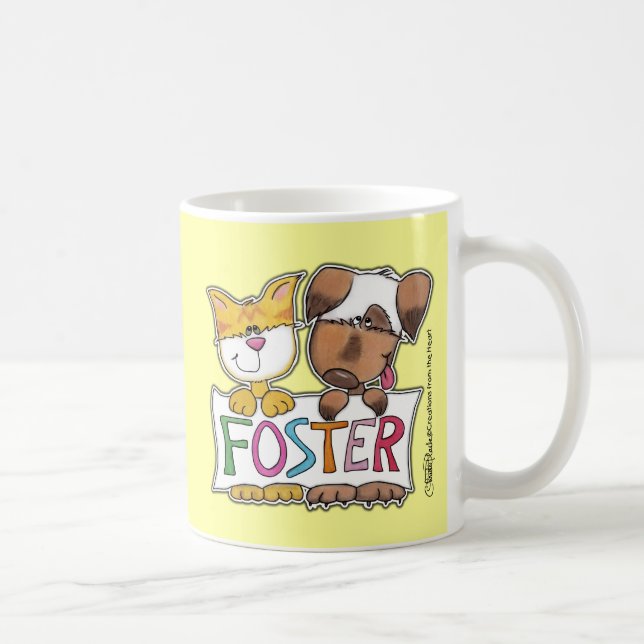 Dog and Cat Hold FOSTER Banner Coffee Mug (Right)