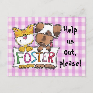 Dog and Cat Hold FOSTER Banner Postcard