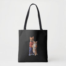 Dog and Cat Hug Tote Bag