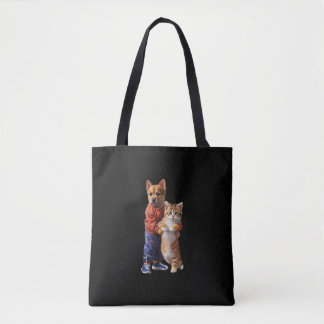 Dog and Cat Hug Tote Bag