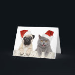 Dog And Cat In Red Christmas Hat Holiday Card<br><div class="desc">Cat and dog in red Christmas hat on a white background © and ® Bigstock® - All Rights Reserved.</div>