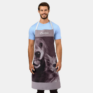 Dog and Cat, Looking Up Personalised Apron