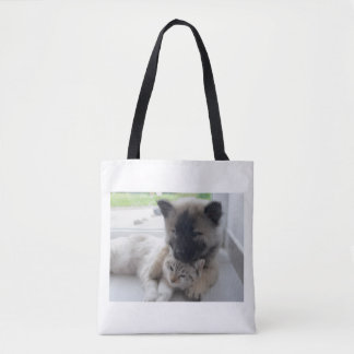 Dog And Cat Love  Tote Bag