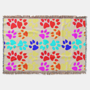 Dog And Cat Paws Throw Blanket
