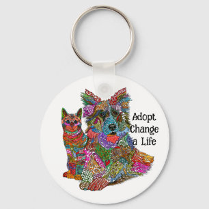 Dog and Cat Pet Adoption Keychain