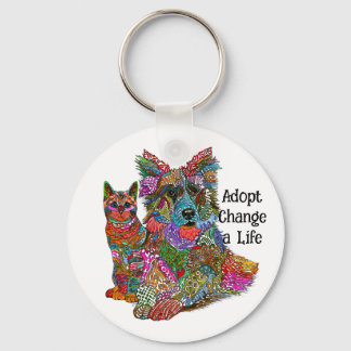 Dog and Cat Pet Adoption Keychain
