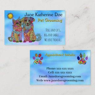 Dog and Cat Pet Grooming Business Cards