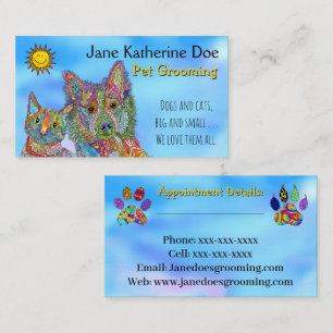 Dog and Cat Pet Grooming Business Cards