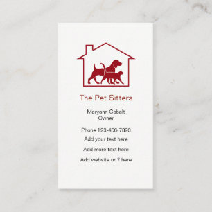 Dog And Cat Pet Sitter House Symbol Business Card