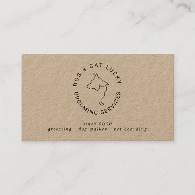 Dog and cat print kraft business card (Front)