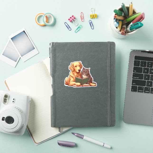 Dog and cat reading a book (iPad Cover)