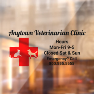 Dog and Cat Red Cross Veterinarian Window Cling