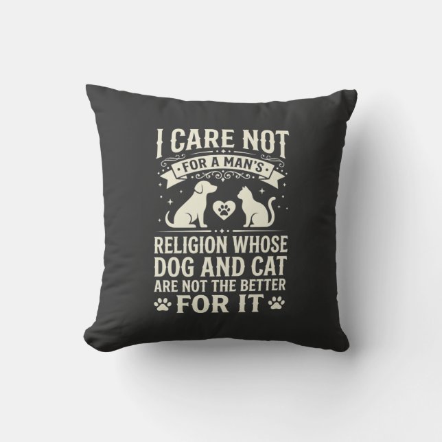 Dog and Cat Religion Quote Cushion (Front)