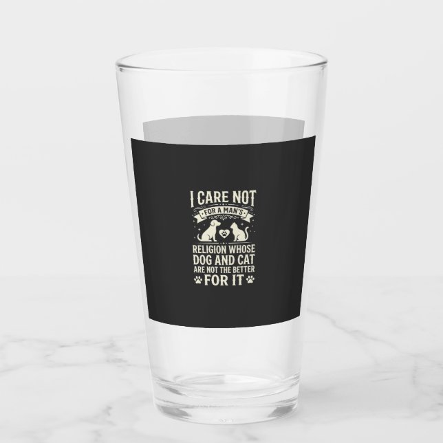 Dog and Cat Religion Quote Glass (Front)