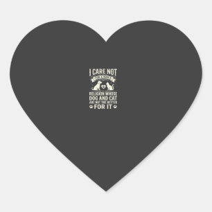 Dog and Cat Religion Quote Heart Sticker
