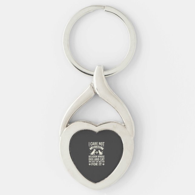 Dog and Cat Religion Quote Key Ring (Front)