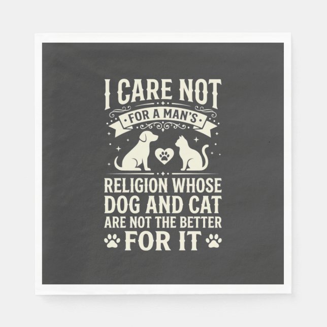 Dog and Cat Religion Quote Napkin (Front)