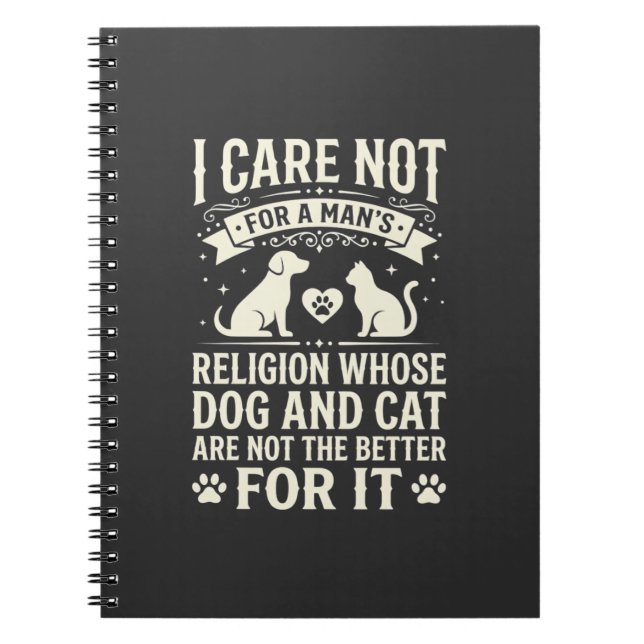 Dog and Cat Religion Quote Notebook (Front)