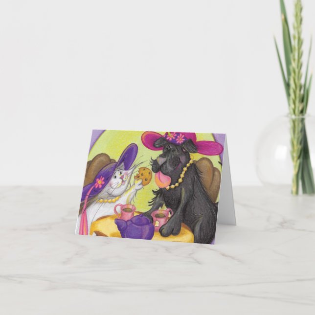 Dog and Cat Tea Party / Note Card (Front)