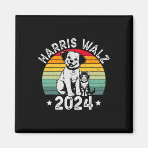 Dog And Cat Vintage Kamala Harris Tim W 2024 Elect Magnet
