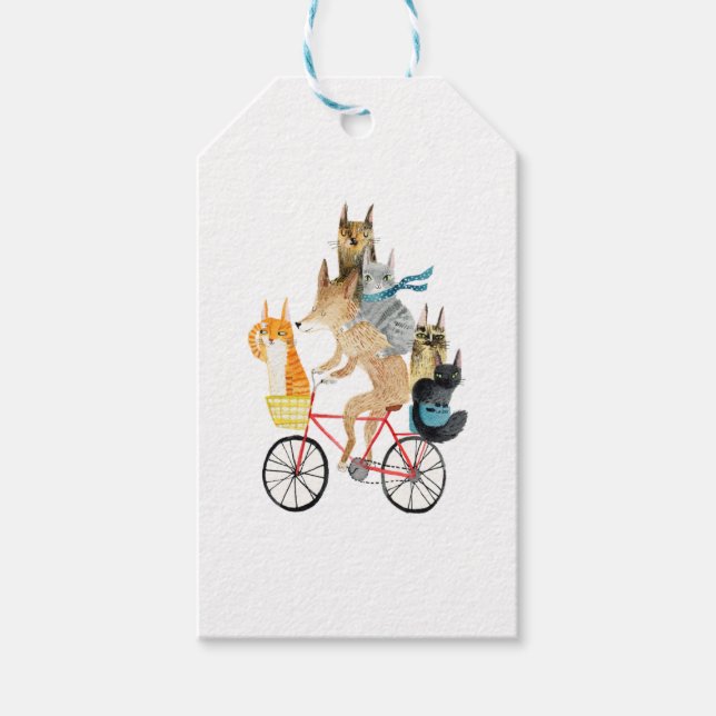 Dog and cats cycling  gift tags (Front)