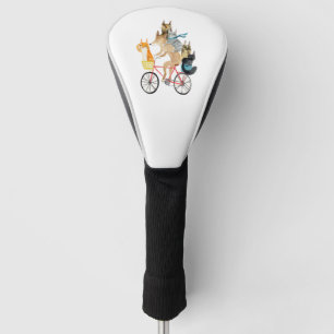 Dog and cats cycling golf head cover
